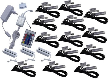 13x klipsy LED RGB do półek szyb klips KOMPLET