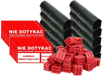 STACJA DERATYZACYJNA KARMNIK + TRUTKA NA MYSZY SZCZURY + NAKLEJKI (10 SZT)