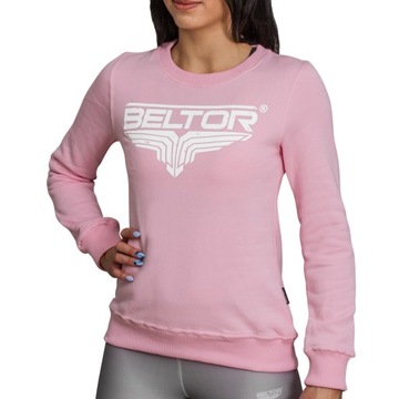 BELTOR BW BLUZA DAMSKA GIRL CLASSIC CREWNECK RÓŻOWA PINK S LOGO BAWEŁNA