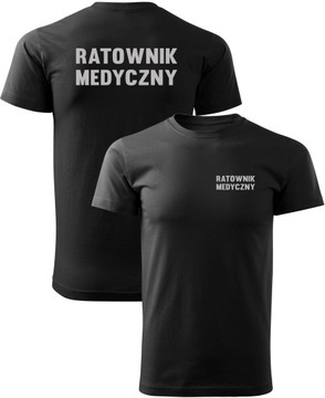 CZARNY T-SHIRT ODBLASKOWE LOGO RATOWNIK MEDYCZNY