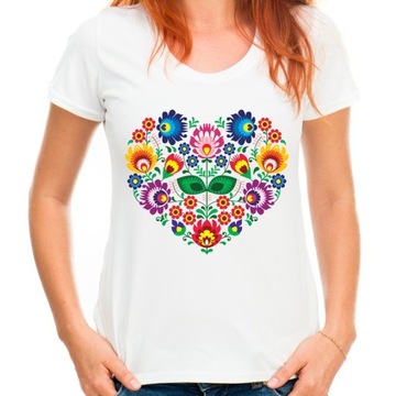 Koszulka folk folkowa pamiątka z polski t-shirt -L