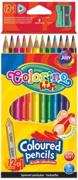Ołówkowe trójkątne 12 kol. + temperówka Colorino