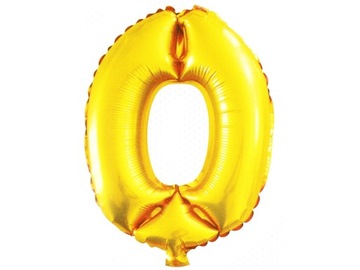BALONY FOLIOWE URODZINY ZŁOTE CYFRY HEL CYFRA 0
