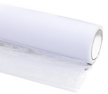 TIUL Dekoracyjny na Rolce BIAŁY Ślub Wesele Komunia Chrzest 80cm x 9m
