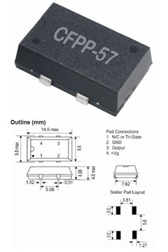 CFPP-57 64,0 МГц, 5 В, кварцевый генератор IQD, 64 МГц, 1 шт.