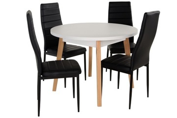 Skandynawski zestaw Stół Ø100 cm + 4 Krzesła BLACK