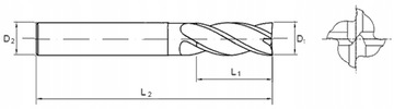 Твердосплавная фреза VHM 4p 4мм хвостовик 4мм TiAlN 50HRC CNC