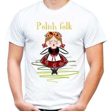 Koszulka t-shirt folk folkowa pamiątka z Polski -L