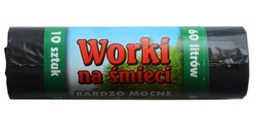 Worki na śmieci 60L BARDZO MOCNE czarne