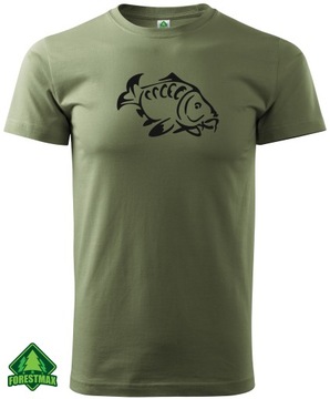ФУТБОЛКА ХАКИ С КАРПОВЫМ ПРИНТОМ ДЛЯ РЫБОЛОВА