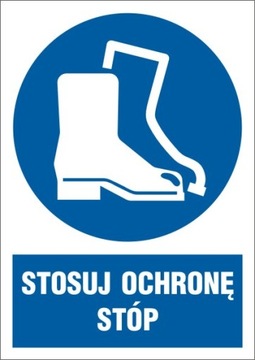 STOSUJ OCHRONĘ STÓP bhp 297x210 (A4) naklejka 4szt