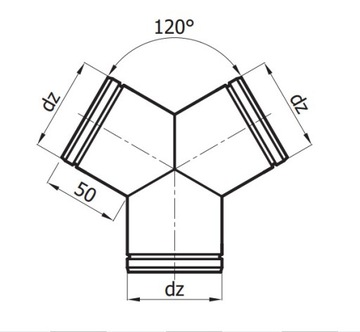 Тройник Y120 - штаны оцинкованные, диаметр 120/120/120 мм.