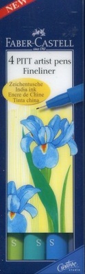 Cienkopisy Artystyczne 4 KOLORY Zestaw Cienkopisów Faber-Castell Flamastry