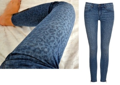 CUBUS spodnie jeansy rurki skinny ANIMAL PRINT XsS