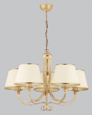 Lampa żyrandol złoty ecru zwis LAURA 5-pł 515 J