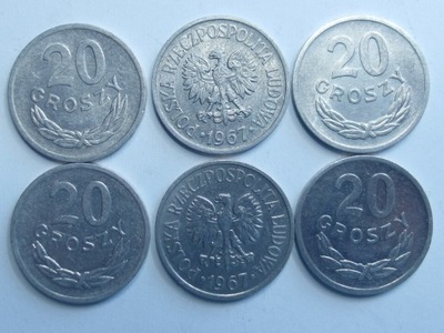 Moneta 20 gr groszy 1967 r piękna