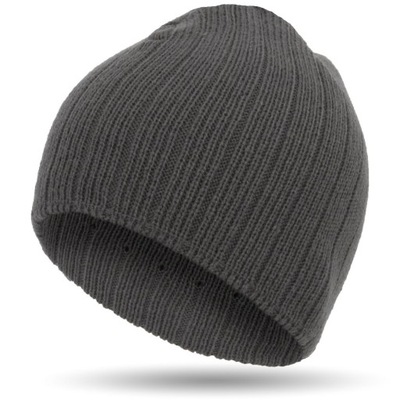 W307A BEANIE CZAPKA ZIMOWA Z DZIANINY SZARA