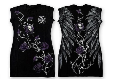 Blúzka GOTHIC Top tričko tunika BLACK ROSES XS