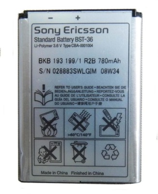 BATERIA SONY SE BST-36 * J300i K310i K320 K500 K510i T270 W200i Z310i Z500