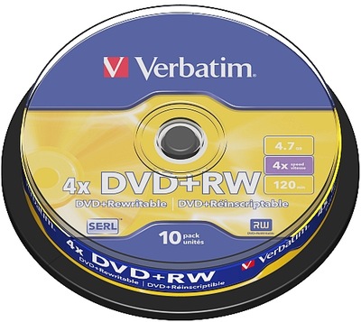Płyty VERBATIM DVD+RW 4x 4.7GB 10 szt.