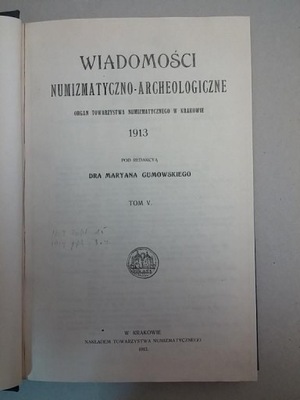 K971 Wiad Numizmatyczno-Archeologiczne 1913-1915