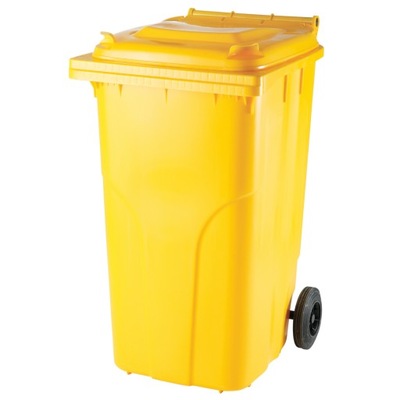 Żółty Kosz Pojemnik Na Śmieci Odpadki Atest 240 L