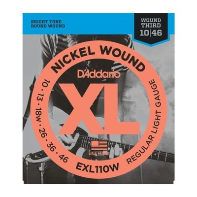 D'Addario EXL110W 10-46 struny (owijana struna g3)