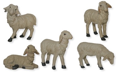Rodzina owiec do Szopki Bożon., 5-części, maks. 6,6cm wys. do figur 15-18cm