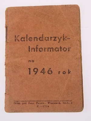 kalendarz kieszonkowy WŁOCŁAWEK 1946 r PRL