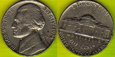 USA 5 Cents 1974 r.