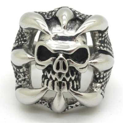 ROCK SHOCK Pierścień Iron Cross Claws Dragon Skull