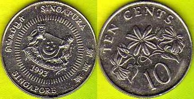 Singapur 10 Cents 1993 r.