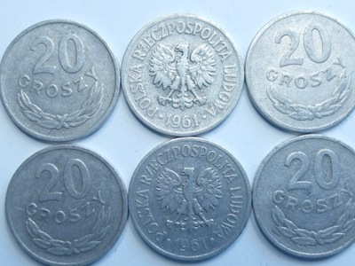 Moneta 20 gr groszy 1961 r ładna