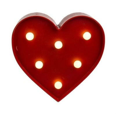 Lampa nocna LED czerwone serce na baterie LEDisON