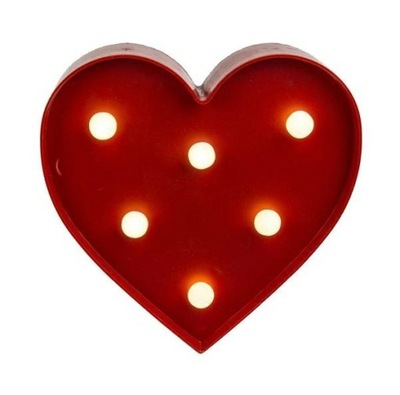 Lampa nocna LED czerwone serce na baterie LEDisON
