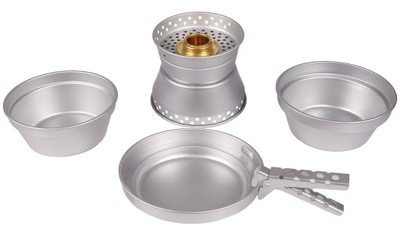 Zestaw kuchenka spirytusowa Mil-Tec, naczynia turystyczne, aluminiowy