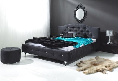ROCOCO łóżko glamour kompletne z materacem 160 cm