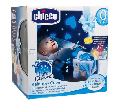 Chicco TĘCZOWA KOSTKA Projektor Lampka Gra Melodie