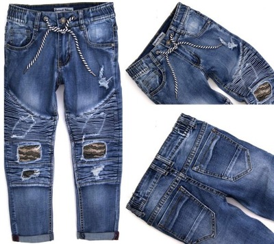 N&K Nowe modne jeans SPODNIE łaty Moro 122/128
