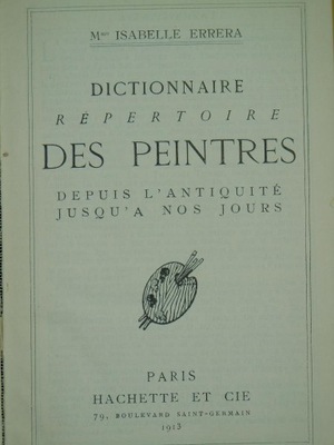 Errera Dictionnaire repertoire des peintres 1913