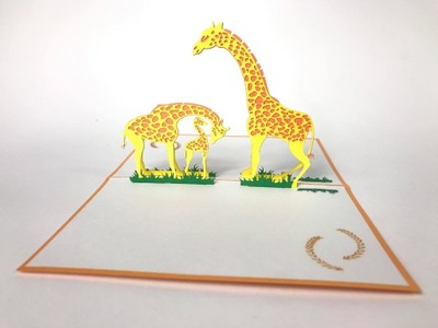 Rodina Žirafa, 3D pohľadnica, Zvieratá, Deň matiek