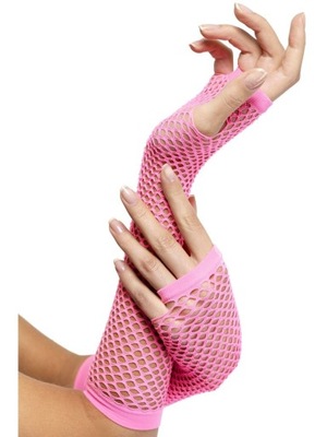 Długie rękawiczki KABARETKI Różowe siateczkowe
