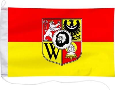 Flaga Wrocław Wrocławia z herbem bandera jachtowa 65x40cm