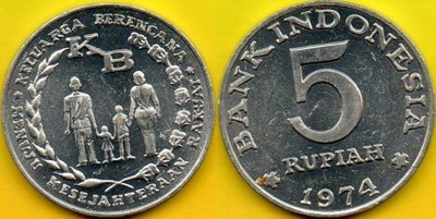 INDONEZJA 5 Rupiah 1974 r.