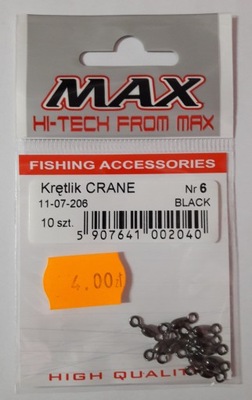 Krętliki Crane czarne – MAX Fishing Team – roz. 6