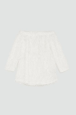 ZARA - śmietankowy sweter odkryte ramiona - S