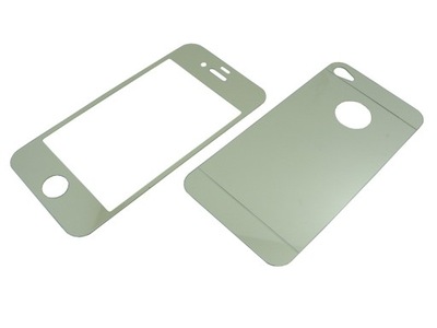 SZKŁO HARTOWANE PRZÓD I TYŁ DO iPhone 4G 4S srebr Szkiełko Szybka Ochronna