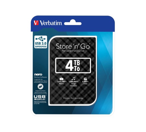 Внешний накопитель Verbatim Store 'n' Go емкостью 4 ТБ 2,5 дюйма