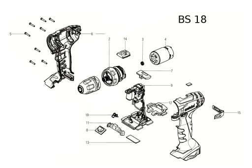 Корпус двигателя, корпус 18 В отвертки Metabo BS 18