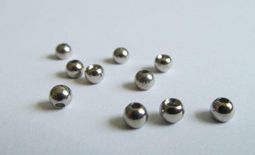 СЕРЕБРЯНЫЕ ЛАТУННЫЕ БУСИНЫ 10 шт., 4 мм